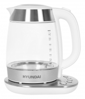 Чайник электрический Hyundai HYK-G4033 1.7л. 2200Вт белый/серебристый (корпус: стекло)