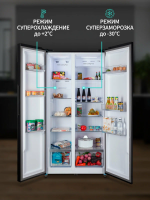 Холодильник NordFrost RFS 525DX NFGB inverter, черное мерцающее стекло