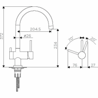 Смеситель для кухни Omoikiri Yamada-BN, с подключением фильтра / нержавеющая сталь