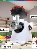 Мясорубка электрическая Bosch MFWS607W, белый/черный