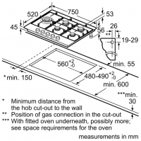 Варочная панель газовая Bosch PCS7A5I90, нержавеющая сталь