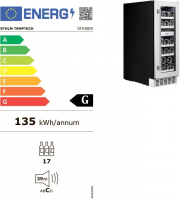 Встраиваемый винный шкаф Temptech STX30DS, нержавеющая сталь