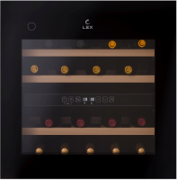 Встраиваемый винный шкаф Lex LWD6036BL dual zone PP (CHAT500008), черный