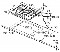 Варочная панель газовая NEFF T27DS79N0, нержавеющая сталь