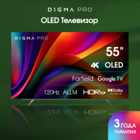 Телевизор OLED Digma Pro OLED 55M, Google TV, Frameless, черный/серебристый