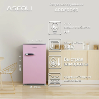 Холодильник Ascoli ADFRD90, розовый