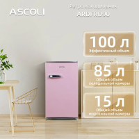 Холодильник Ascoli ADFRD90, розовый