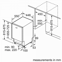 Посудомоечная машина встраиваемая Bosch SPV2IKX01Q, узкая
