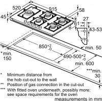 Варочная поверхность газовая Bosch PPM9A6I40, черный/закаленное стекло