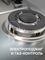 Газовая варочная панель Zigmund & Shtain G 22.6 S, нержавеющая сталь