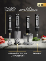 Блендер погружной Hiberg HB 1041 Br, погружной, 5 скоростей, мощность 1000 Вт, чёрный