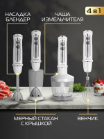 Блендер погружной Hiberg HB 1041 W, погружной, 5 скоростей, мощность 1000 Вт, белый