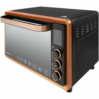 Мини-печь Hiberg PR 400 GOLD MOON, 1600 Вт, 40 л, конвекция, гриль, черный с золотистыми элементами