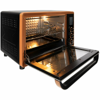 Мини-печь Hiberg PR 400 GOLD MOON, 1600 Вт, 40 л, конвекция, гриль, черный с золотистыми элементами
