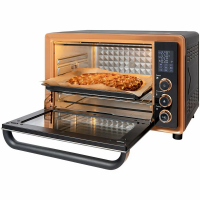 Мини-печь Hiberg PR 400 GOLD MOON, 1600 Вт, 40 л, конвекция, гриль, черный с золотистыми элементами