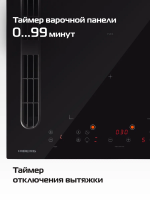 Индукционная варочная панель со встроенной вытяжкой Hiberg i5-VM7 B, черный