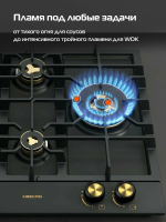 Газовая варочная панель Hiberg VS 6545 B, черный