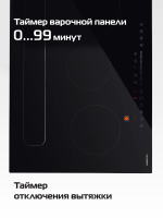 Индукционная варочная панель со встроенной вытяжкой Hiberg i7-VM7 B, черный