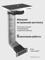 Индукционная варочная панель со встроенной вытяжкой Hiberg i8-VM8 B, черный