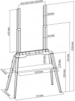 Подставка для телевизора Cactus CS-ST3645BKWN, черный/орех 43"-65"