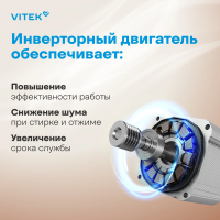 Стиральная машина Vitek VT-WSE8201, 8кг, инвертор, белый