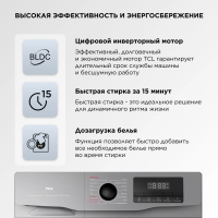 Стиральная машина TCL W-SF606G, с паром, 6кг, инвертор, серый