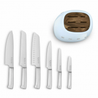 Набор ножей Smeg KBSF02PB, универсальный, сталь, 7 шт, пастельный голубой