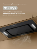 Вытяжка встраиваемая Evelux Arvid 60 BG, ширина 60 см, производительность 950 м3/ч, 3 скорости, черный