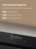 Вытяжка встраиваемая Evelux Arvid 60 BG, ширина 60 см, производительность 950 м3/ч, 3 скорости, черный