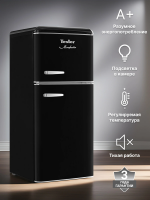 Холодильник Tesler RT-152 BLACK, ретро, черный
