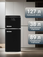 Холодильник Tesler RT-152 BLACK, ретро, черный