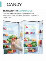 Холодильники Candy COMBI CFN6200BO, Total No Frost, черный обсидиан