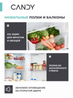 Холодильники Candy COMBI CFN6200BO, Total No Frost, черный обсидиан