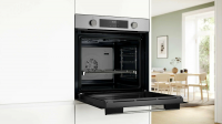 Духовой шкаф Bosch HUA736ER0, функция пара, очистка EcoClean, телескопы, нержавеющая сталь/черный (Турция)
