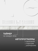 Индукционная варочная поверхность Zigmund & Shtain CI 49.6 W, 7200 Вт, белый
