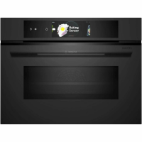 Духовой шкаф компактный c СВЧ Bosch CMG978NM1, пиролиз, термощуп, телескопы, черный матовый (Германия)