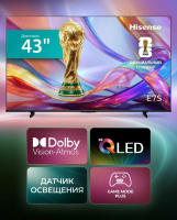 Телевизор QLED Hisense 43E7S Frameless, Smart TV, 4K Ultra HD, 60Hz, черный