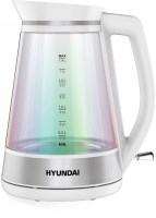 Чайник электрический Hyundai HYK-G3037 1.9л. 3000Вт белый/прозрачный (корпус: стекло)