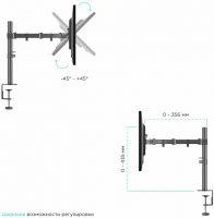 Кронштейн для мониторов Onkron D221E черный 13"-32" макс.16кг настольный поворот и наклон