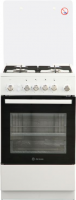 Плита Газовая De Luxe 5040.40г (кр) ЧР белый/черный (стеклянная крышка) реш.чугун