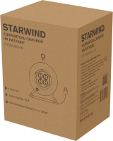 Удлинитель силовой Starwind ST-PSR4.40/G-16 4x4.0кв.мм 4розет. 40м ПВС 16A катушка темно-серый/красный