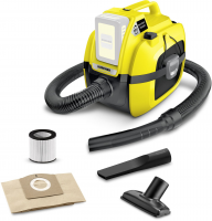 Пылесос хозяйственный с мешком Karcher WD 1 Compact Battery (1.198-300.0) без АКБ и ЗУ, желтый/черный