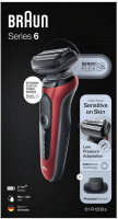 Бритва сетчатая Braun Series 6 61-R1200S красный/черный
