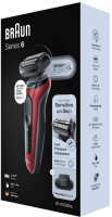 Бритва сетчатая Braun Series 6 61-R1200S красный/черный