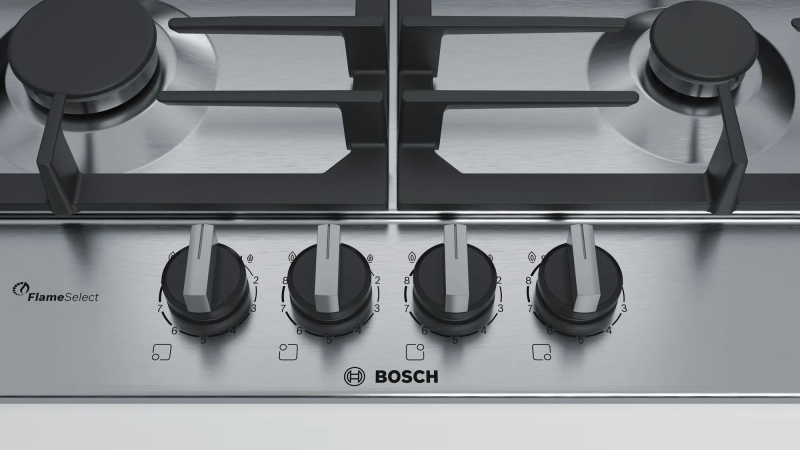 Газовая варочная поверхность Bosch PCP6A5B90M нержавеющая сталь