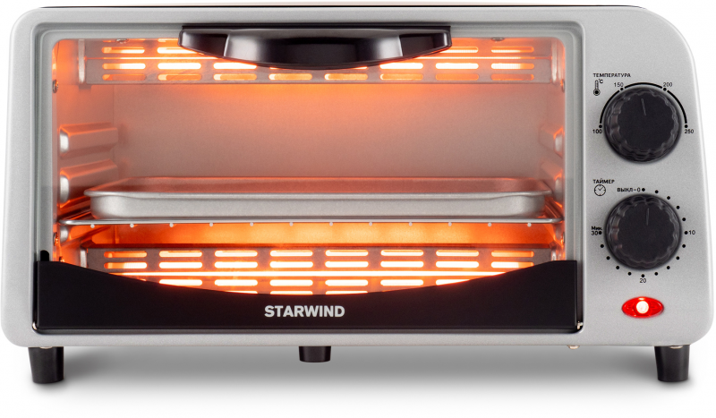 Мини-печь Starwind SMO2042 9л. 800Вт черный/серебристый