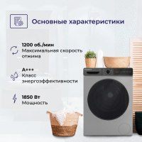 Стиральная машина DELVENTO Energy Twist VG42653 Slim, темный графит