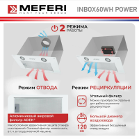 Вытяжка встраиваемая MEFERI SLIDEBOX60WH POWER, белый