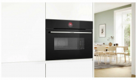 Компактный электрический духовой шкаф с СВЧ Bosch CMG7241B1, черный