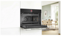 Компактный электрический духовой шкаф с СВЧ Bosch CMG7241B1, черный